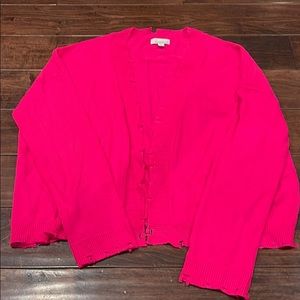 Alison Joy fuschia distressed cardigan large